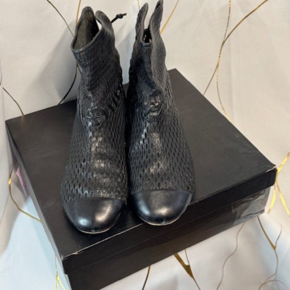 Chanel Perforated Leather Ankle Boots – Black, Size 40